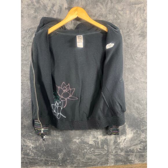 VTG Y2K The North Face Women’s Embroidered Hem/Cuff Full Zip Hoodie Large Black - Picture 3 of 11